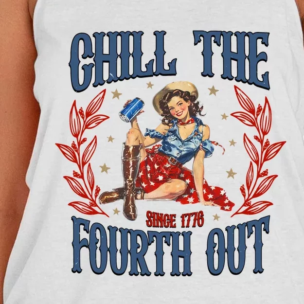 Retro Chill The Fourth Out Since 1776 Women's Knotted Racerback Tank