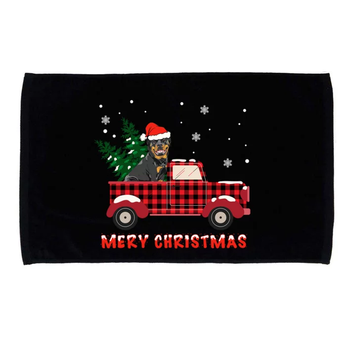 Rottweilers Christmas Truck Tree Mom Dad Dog Gift Microfiber Hand Towel