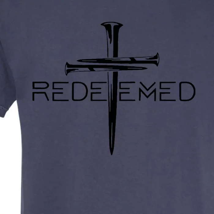 Redeemed Collection: The Ultimate Redeemer 3 Nails Cross Black On Black Garment-Dyed Heavyweight T-Shirt