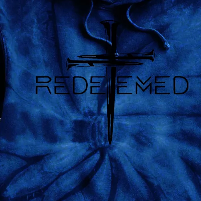 Redeemed Collection: The Ultimate Redeemer 3 Nails Cross Black On Black Tie Dye Hoodie