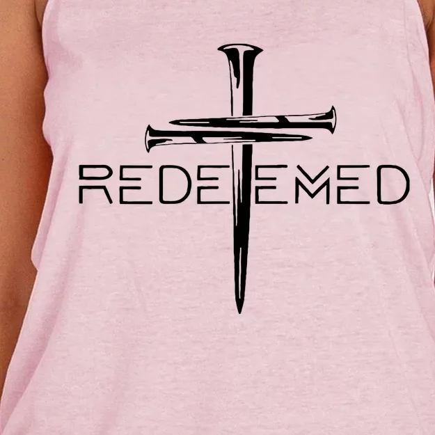 Redeemed Collection: The Ultimate Redeemer 3 Nails Cross Black On Black Women's Knotted Racerback Tank