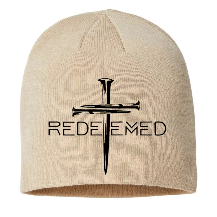 Redeemed Collection: The Ultimate Redeemer 3 Nails Cross Black On Black 8 1/2in Sustainable Knit Beanie