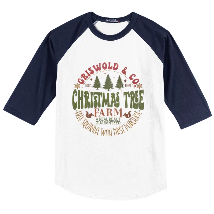 Griswold's Family Christmas, Retro Christmas Tree Farm Funny Holiday Vibes Baseball Sleeve Shirt