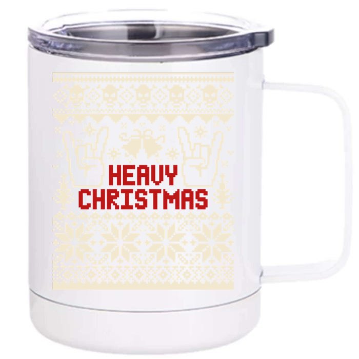 Rock Christmas Ugly Sweater Rocknroll Music Merry Christmas Gift Front & Back 12oz Stainless Steel Tumbler Cup