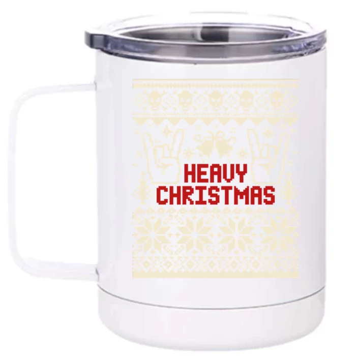 Rock Christmas Ugly Sweater Rocknroll Music Merry Christmas Gift Front & Back 12oz Stainless Steel Tumbler Cup