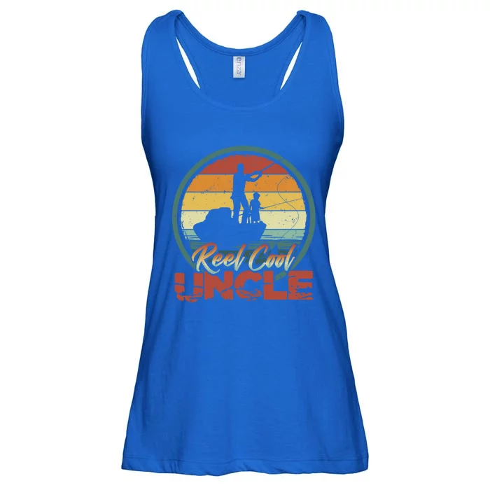 Reel Cool Uncle Cute Gift Fun Retro Fishing Family Gift Ladies Essential Flowy Tank