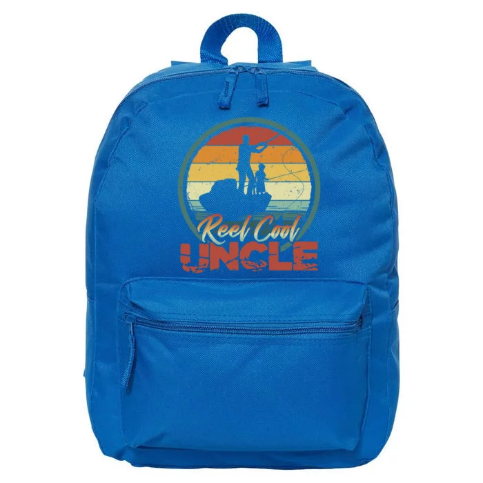 Reel Cool Uncle Cute Gift Fun Retro Fishing Family Gift 16 in Basic Backpack