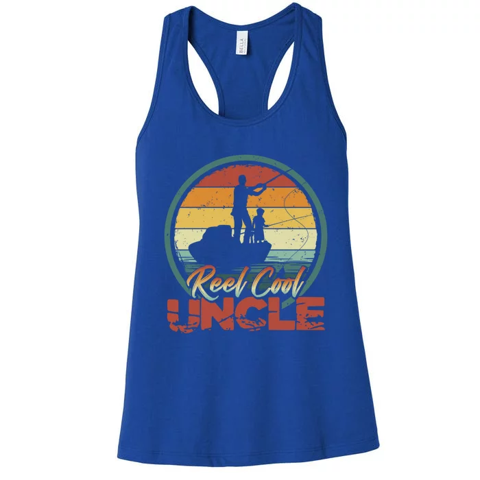 Reel Cool Uncle Cute Gift Fun Retro Fishing Family Gift Women's Racerback Tank