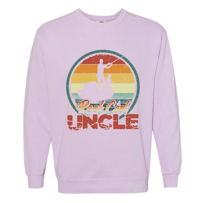 Reel Cool Uncle Cute Gift Fun Retro Fishing Family Gift Garment-Dyed Sweatshirt