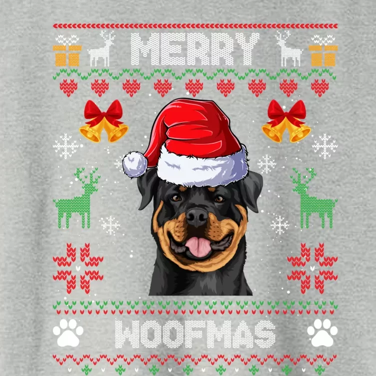 Rottweiler Christmas Ugly Sweater Rottweiler Tree Light Xmas Funny Gift Women's Crop Top Tee