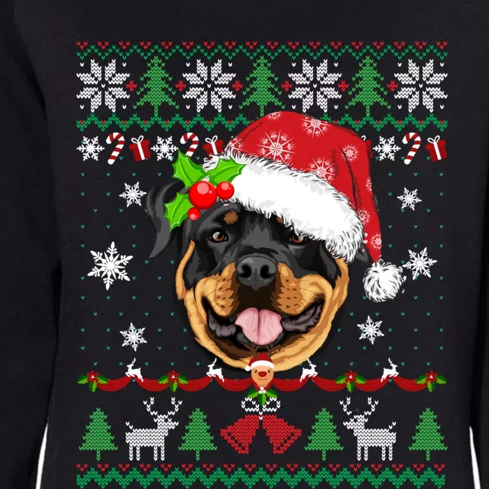 Rottweiler Christmas Ugly Sweater Rottweiler Tree Light Xmas Gift Womens California Wash Sweatshirt