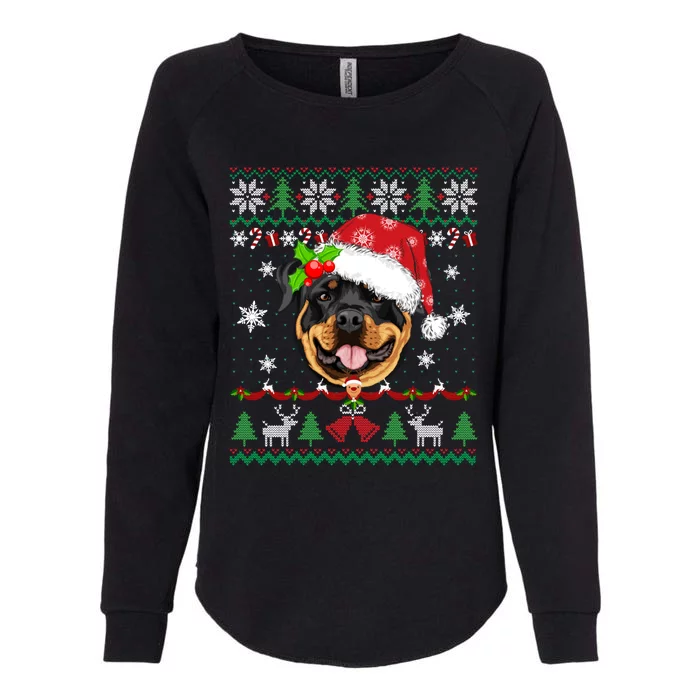 Rottweiler Christmas Ugly Sweater Rottweiler Tree Light Xmas Gift Womens California Wash Sweatshirt