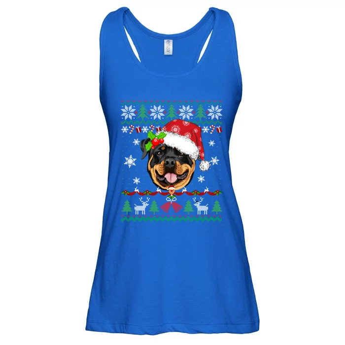 Rottweiler Christmas Ugly Sweater Rottweiler Tree Light Xmas Gift Ladies Essential Flowy Tank