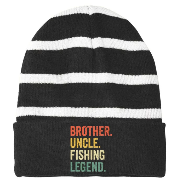 Reel Cool Uncle Fishing Daddy Fathers Day Dad Gift Striped Beanie with Solid Band