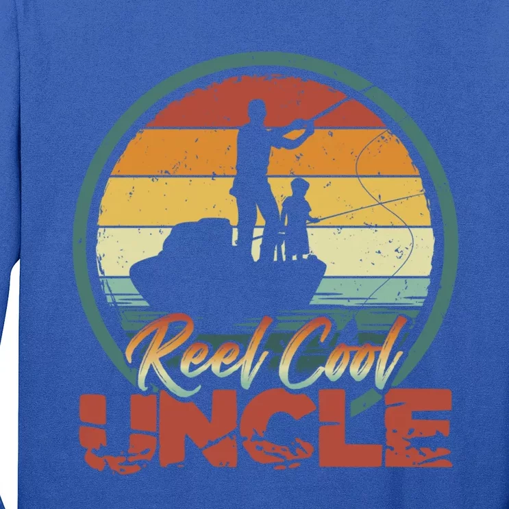 Reel Cool Uncle Gift Fun Retro Fishing Family Cute Gift Long Sleeve Shirt