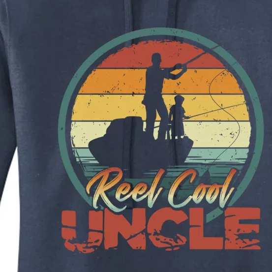 Reel Cool Uncle Gift Fun Retro Fishing Family Cute Gift Women's Pullover Hoodie