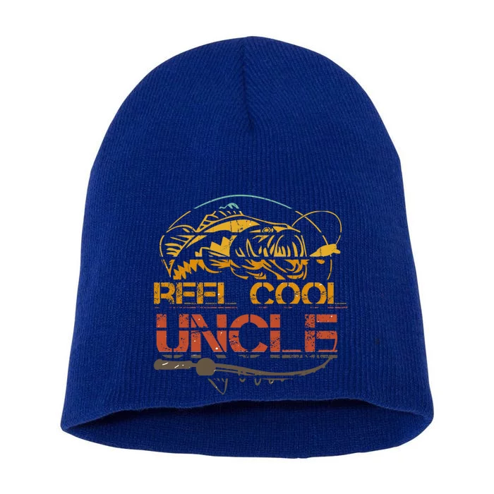 Reel Cool Uncle Fishing Daddy Fathers Day Dad Funny Gift Gift Short Acrylic Beanie