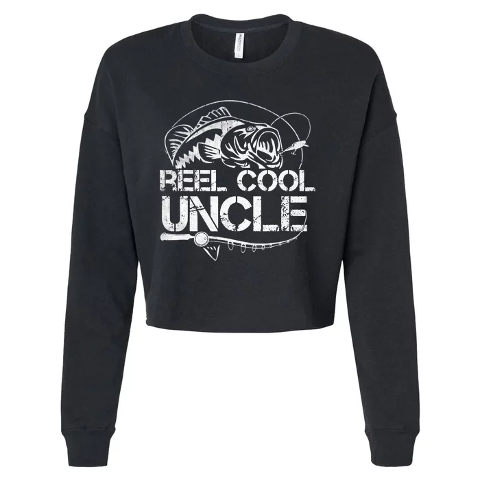 Reel Cool Uncle Fisherman Daddy Father's Day Fishing Cropped Pullover Crew