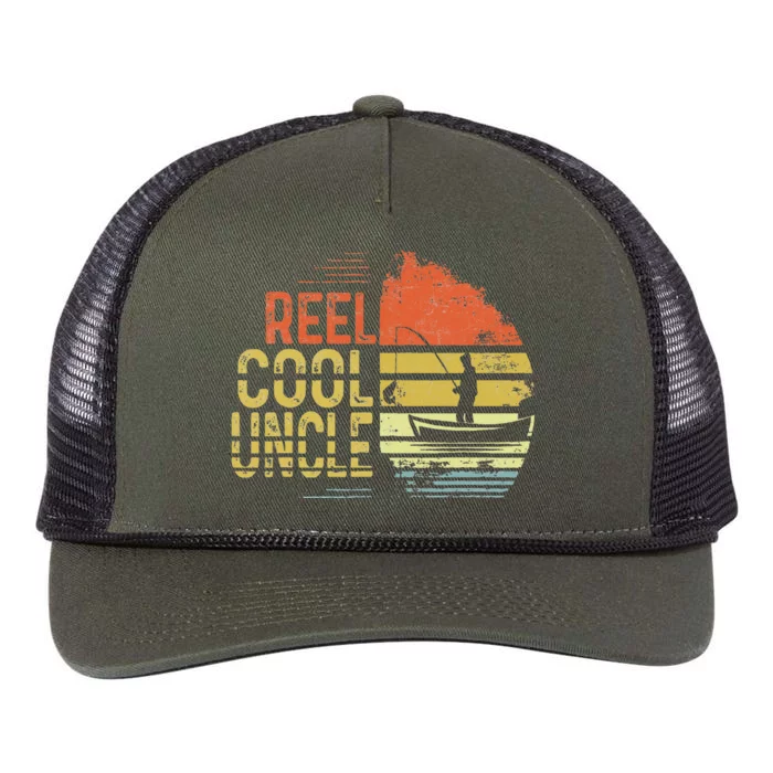 Reel Cool Uncle Fisherman Daddy Father's Day Fishing Retro Rope Trucker Hat Cap