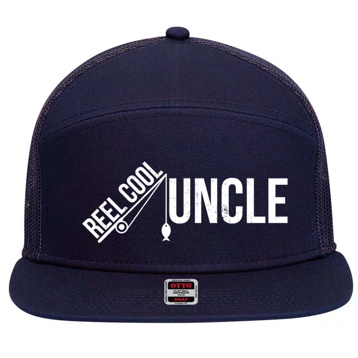 Reel Cool Uncle Funny Family Humor Fishing Pride Lover Meaningful Gift 7 Panel Mesh Trucker Snapback Hat