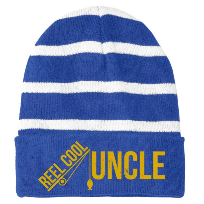 Reel Cool Uncle Funny Family Humor Fishing Pride Lover Gift Striped Beanie with Solid Band