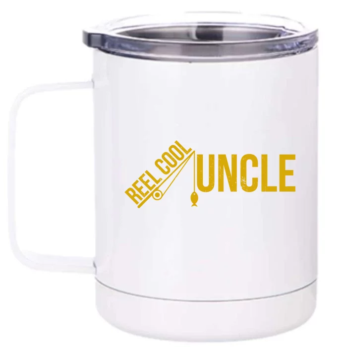 Reel Cool Uncle Funny Family Humor Fishing Pride Lover Gift Front & Back 12oz Stainless Steel Tumbler Cup