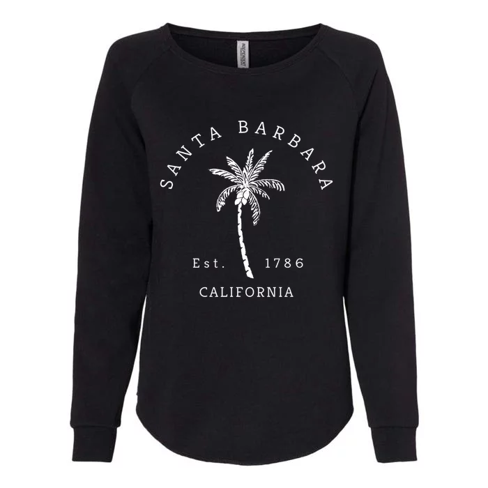 Retro Cool Vintage Santa Barbara Beach California Palm Tree Gift Womens California Wash Sweatshirt