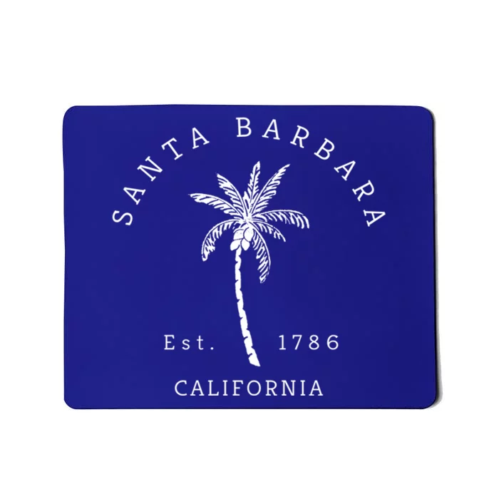 Retro Cool Vintage Santa Barbara Beach California Palm Tree Gift Mousepad