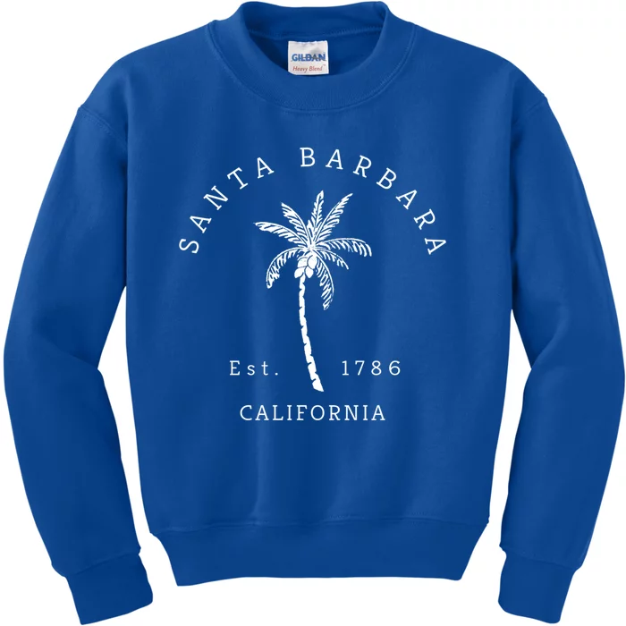 Retro Cool Vintage Santa Barbara Beach California Palm Tree Gift Kids Sweatshirt