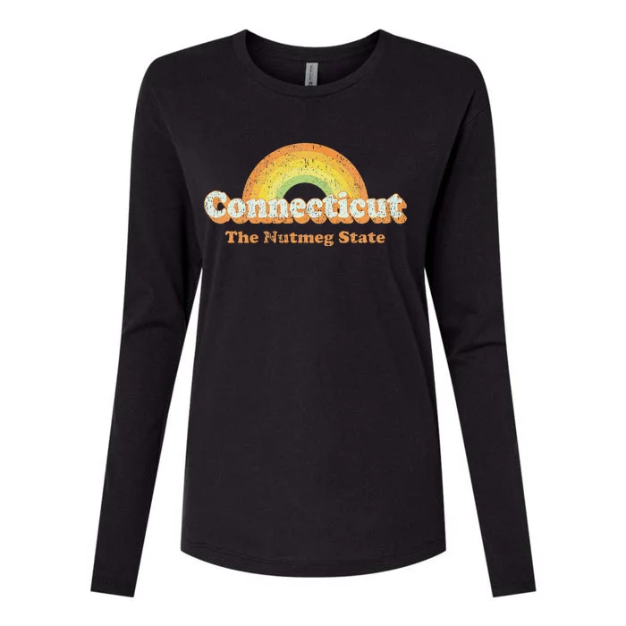 Retro Connecticut Vintage 70s Rainbow Womens Cotton Relaxed Long Sleeve T-Shirt