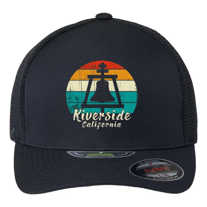 Riverside California Vintage Design With Sunset Flexfit Unipanel Trucker Cap