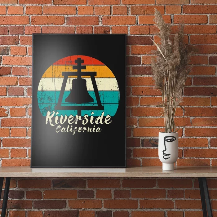 Riverside California Vintage Design With Sunset Poster