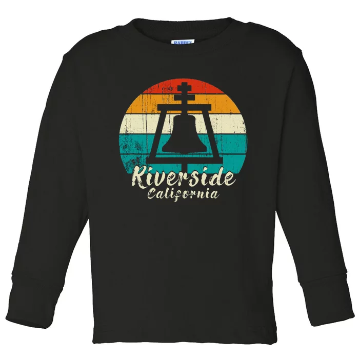 Riverside California Vintage Design With Sunset Toddler Long Sleeve Shirt