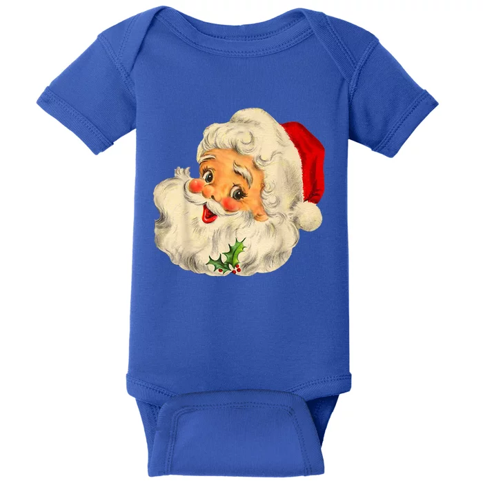 Retro Cool Vintage Christmas Santa Claus Face Great Gift Baby Bodysuit