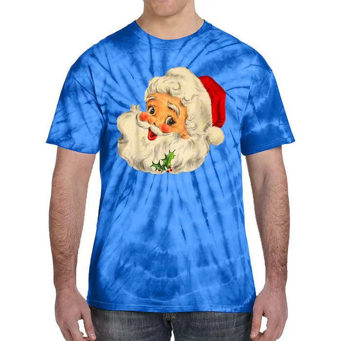 Retro Cool Vintage Christmas Santa Claus Face Great Gift Tie-Dye T-Shirt