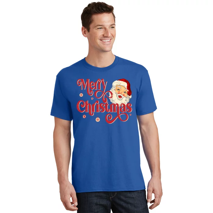 Retro Christmas Vintage Santa Merry Christmas Santa Face Gift T-Shirt