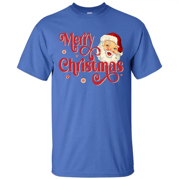 Retro Christmas Vintage Santa Merry Christmas Santa Face Gift Tall T-Shirt