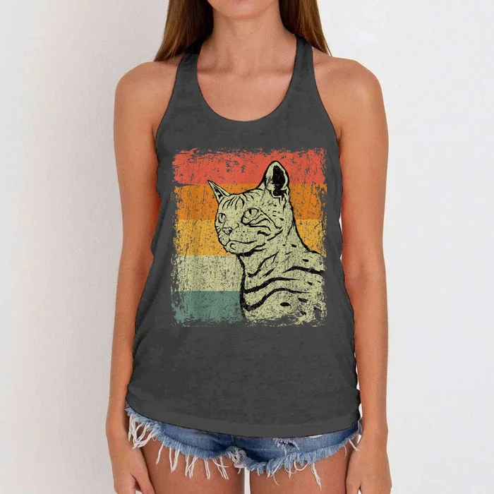 Retro Cats Vintage Bengal Cat Women's Knotted Racerback Tank