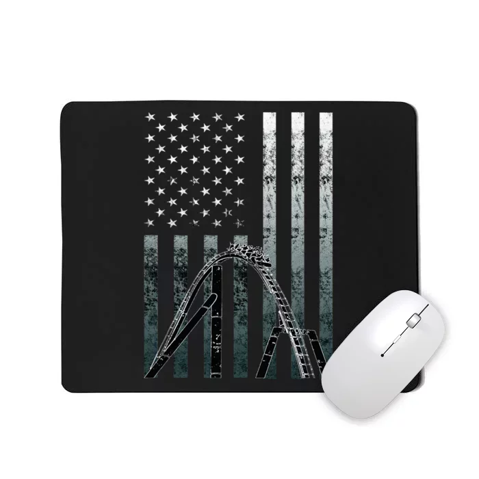 Roller Coaster Vintage Usa Flag Theme Park Carnival Ride Mousepad