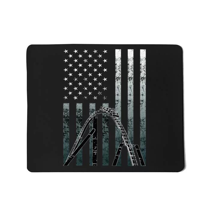 Roller Coaster Vintage Usa Flag Theme Park Carnival Ride Mousepad