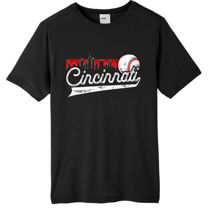 Retro Cincinnati Vintage Baseball Softball Lover Women Men ChromaSoft Performance T-Shirt