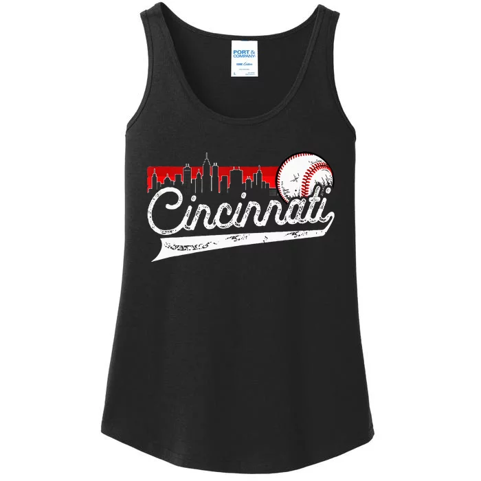 Retro Cincinnati Vintage Baseball Softball Lover Women Men Ladies Essential Tank