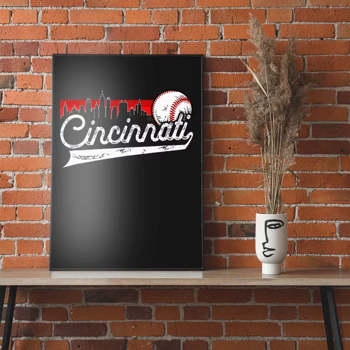 Retro Cincinnati Vintage Baseball Softball Lover Women Men Poster