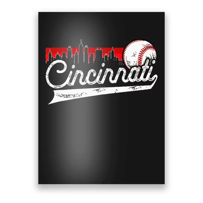 Retro Cincinnati Vintage Baseball Softball Lover Women Men Poster