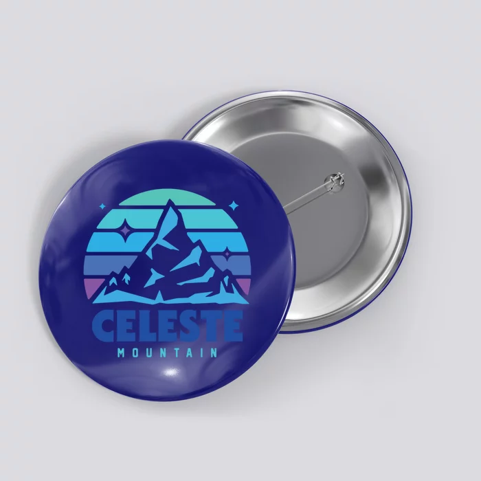 Retro Celeste Vintage Design Mountain Playing Videogames Gift Button