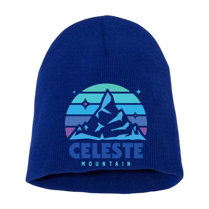 Retro Celeste Vintage Design Mountain Playing Videogames Gift Short Acrylic Beanie