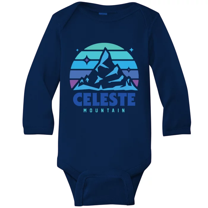 Retro Celeste Vintage Design Mountain Playing Videogames Gift Baby Long Sleeve Bodysuit