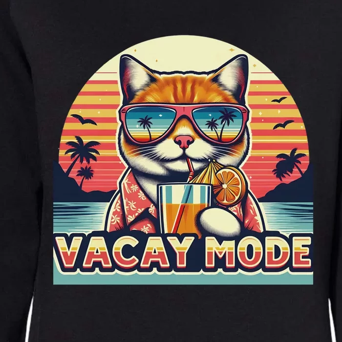 Retro Cat Vacation Summer Family Beach Trip Vacay Mode Ocean Great Gift Womens California Wash Sweatshirt