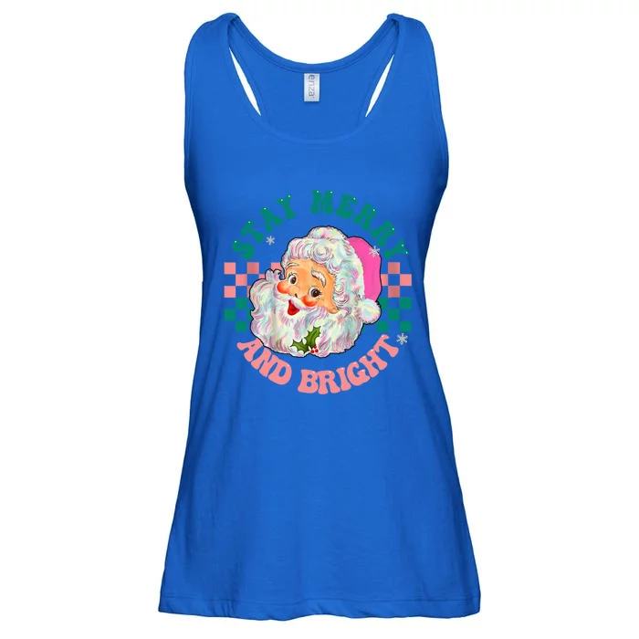 Retro Christmas Vintage Santa Stay Merry And Bright Meaningful Gift Ladies Essential Flowy Tank