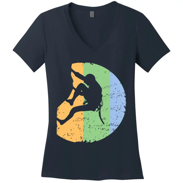 Rock Climbing Vintage Climber Outdoor Gear Tees Women's V-Neck T-Shirt